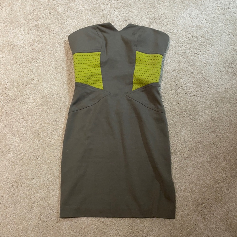 BCBG black and yellow bodycon party dress.